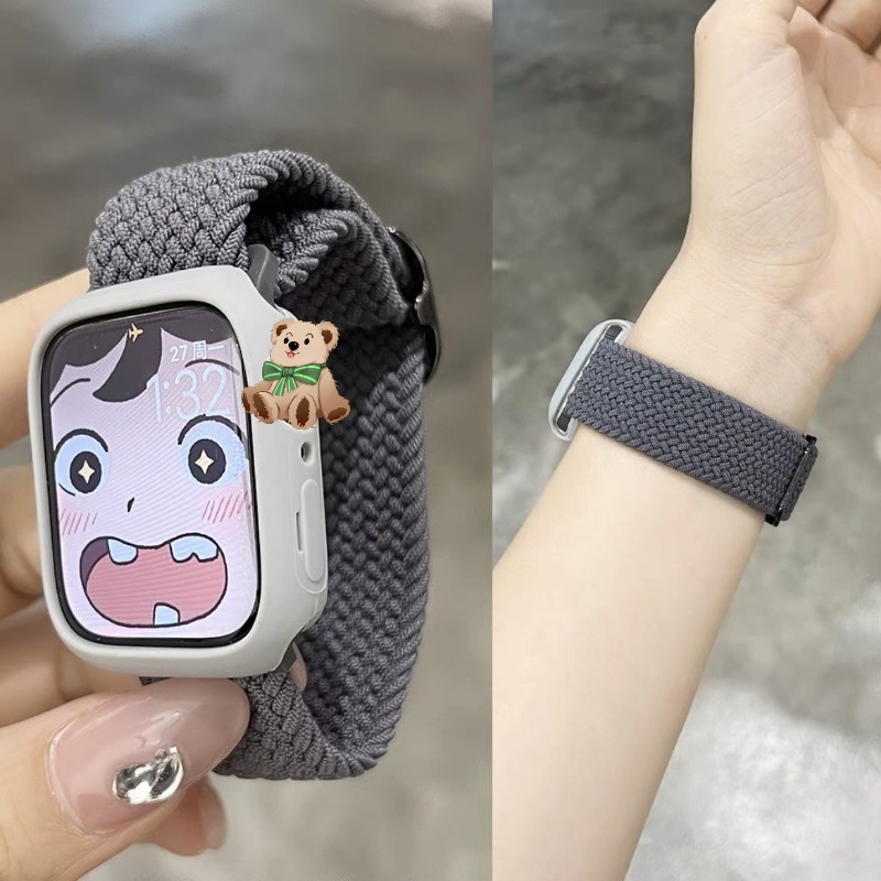 Dây Đeo Đồng Hồ Bằng nylon Co Giãn Điều Chỉnh Được Kích Thước Cho apple watch 40mm 41mm 44mm 45mm 42mm 38mm 49mm 9 8 7 6 se 5 3 ultra2-1