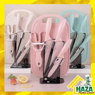 Bộ dao kéo nạo làm bếp inox chống gỉ phủ lúa mạch 7 món cao cấp