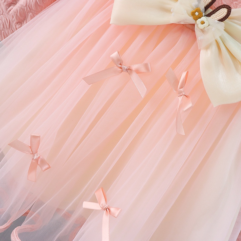 Đầm Công Chúa Tay Dài Đính Nơ Thời Trang Mùa Thu 2023 Cho Bé Gái