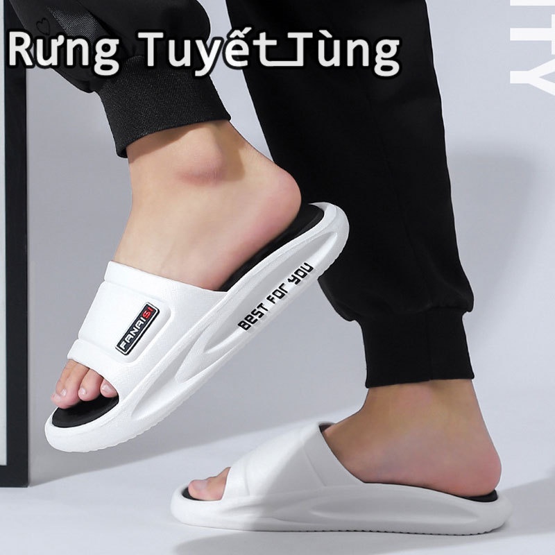 SHANMUSENLIN☘Dép đi trong nhà  đế dày chống trượt bền bỉ phong cách Hàn Quốc cho namGiày nam Thể thao Thư giãn Thời trang