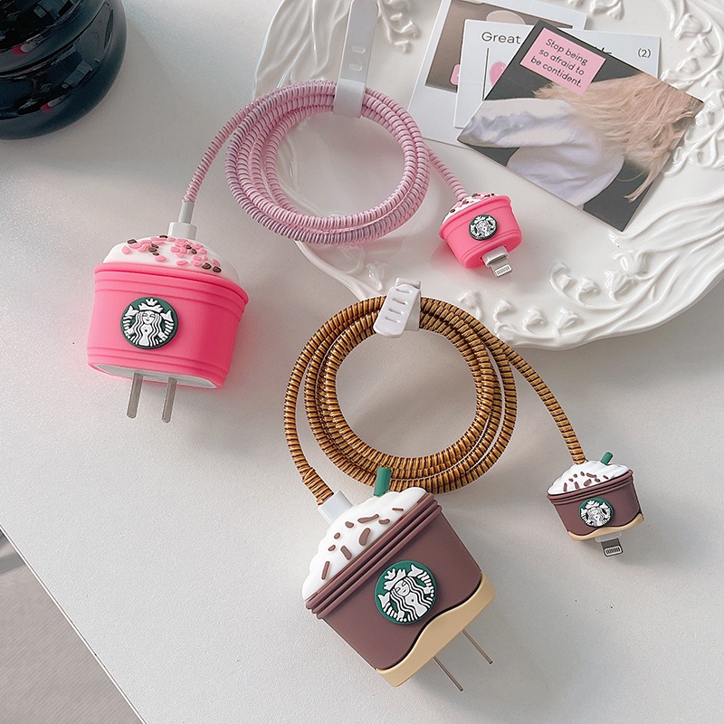 STARBUCKS Phụ Kiện Bảo Vệ Đầu Cáp Sạc Nhanh Hình Chú Chó corgi Dễ Thương