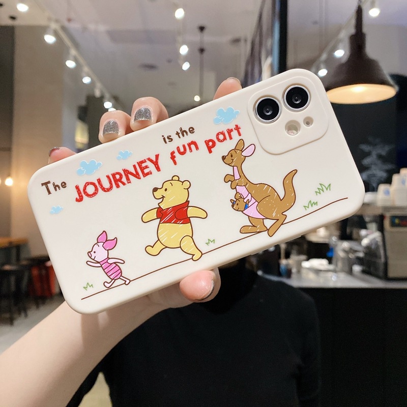Hoạt Hình Ốp Điện Thoại Silicon Viền Vuông Hình winnie the pooh Cho iphone 15 pro max 11 12 13 14 pro max 7 8 plus x xr xs max