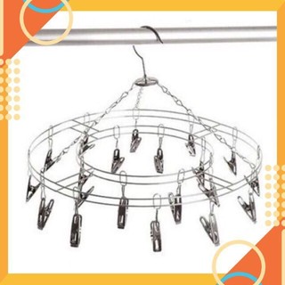 Móc chùm phơi quần áo 20 kẹp, chất liệu inox
