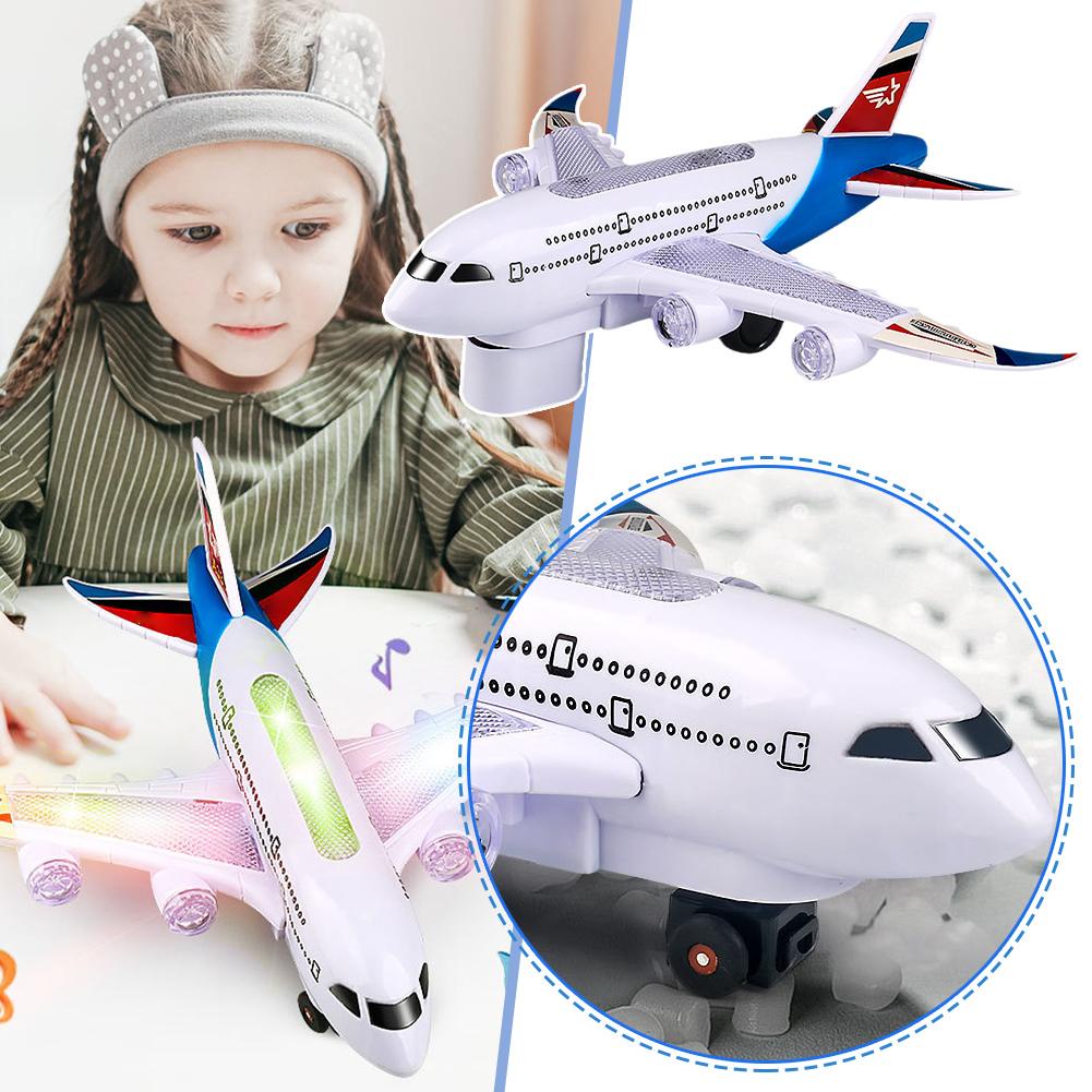 Máy Bay Đồ Chơi Phát Nhạc Và Đèn Chiếu Sáng Cho Trẻ Em a8u0