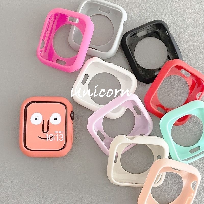 Ốp Bảo Vệ Bằng Silicon Mềm Màu Kẹo Cho apple watch 9 8 7 6 se 5 4 8 ultra 2 45mm 42mm 38mm 44mm 40mm 41mm