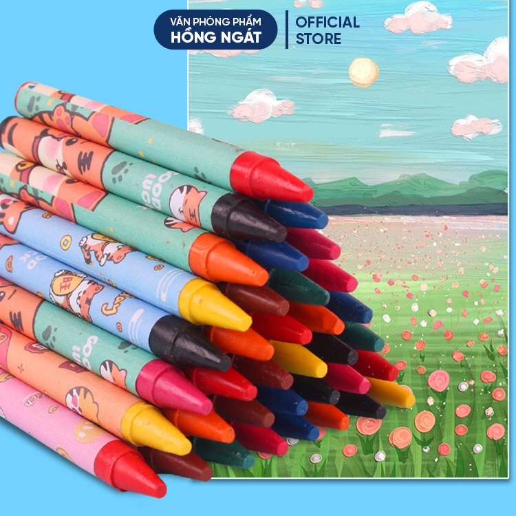 Bút sáp màu cho bé tập tô vẽ, hộp 8 bút màu sáp đồ dùng học tập văn phòng phẩm dễ thương quà tặng học sinh E1435