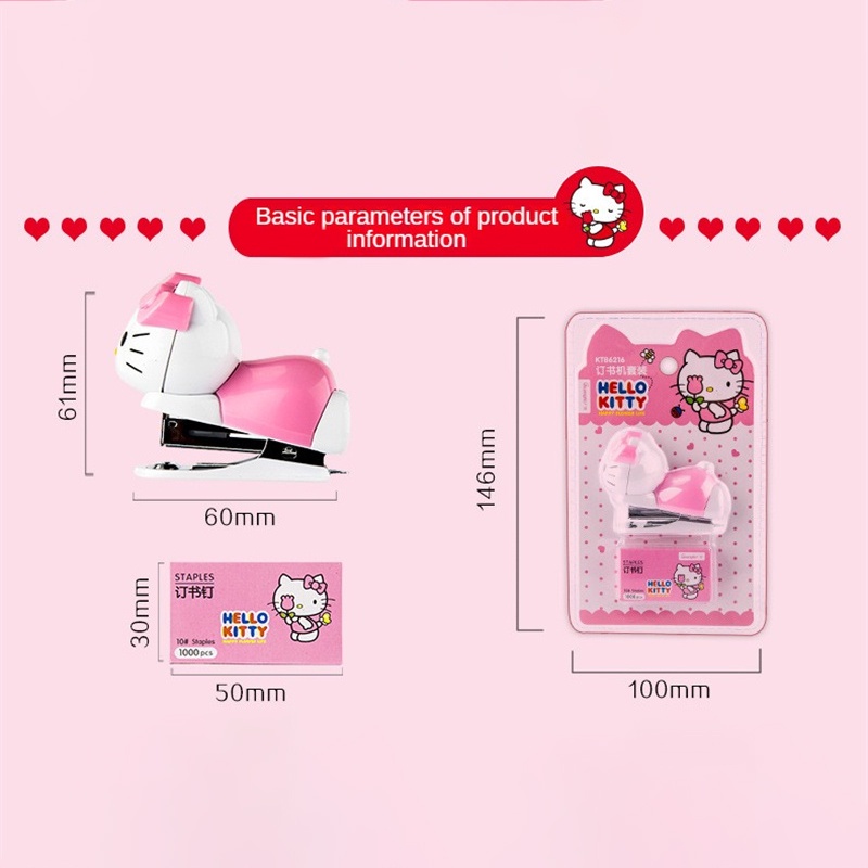 ⚡VẬN CHUYỂN NHANH CHÓNG⚡⚡ Bộ Kim Bấm Mini Sanrio Anime Máy Dập Ghim Hello Kitty Xartoon Staples Văn Phòng Di động Trường Học Đồ Dùng đóng Sách Quà Tặng Cho Học Sinh