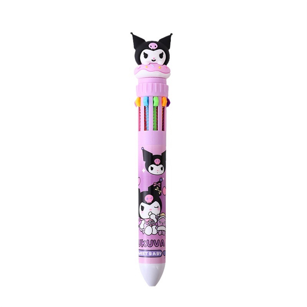 ⚡VẬN CHUYỂN NHANH⚡⚡ Bút Bi Màu Sanrio Pompom Purin Kuromi Pochacco My Melody Gel Pen Mười Màu Bút Bi Bấm Cho Trẻ Em Làm Quà Tặng Ngày Lễ