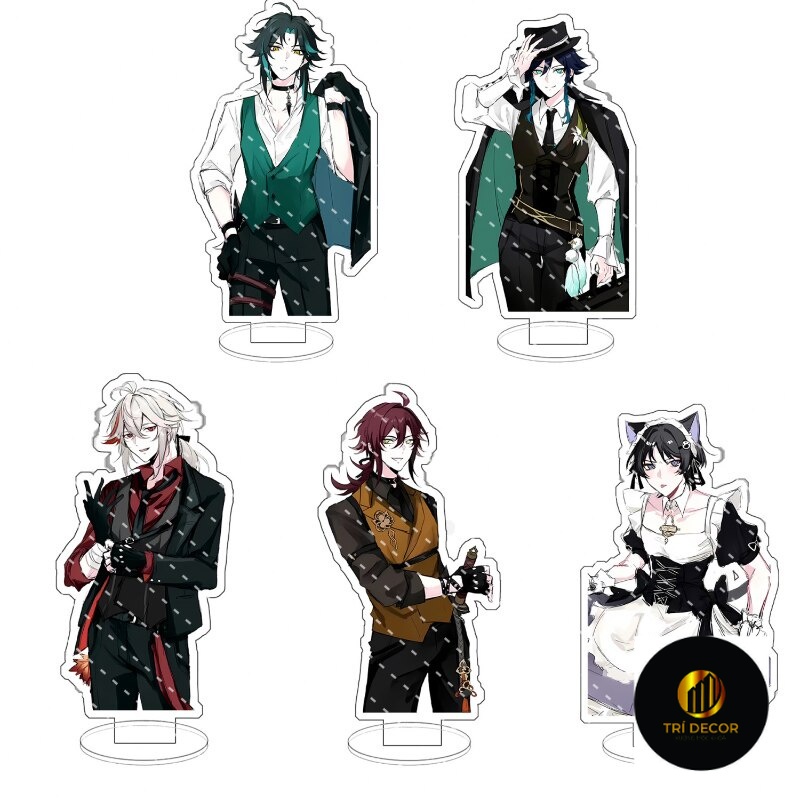 Mô hình Standee Genshin Impact Deacon Maid Xiao Kazuha Venti Heizou Scaramouche Anime decor góc học tập để bàn 15cm