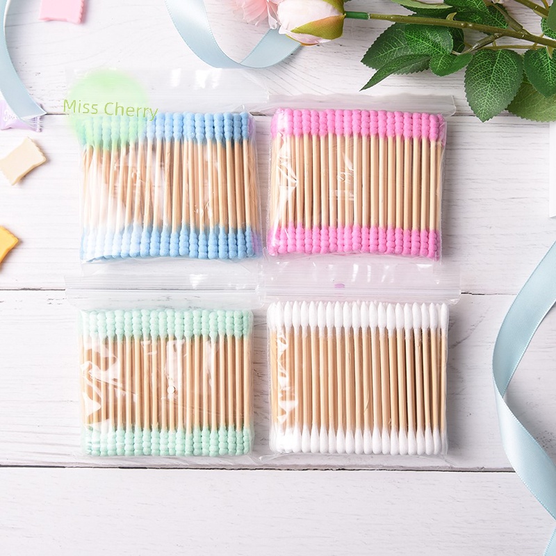 Túi 100 Tăm Bông cotton Hai Đầu Màu Sắc Kẹo Ngọt heyuanlong444