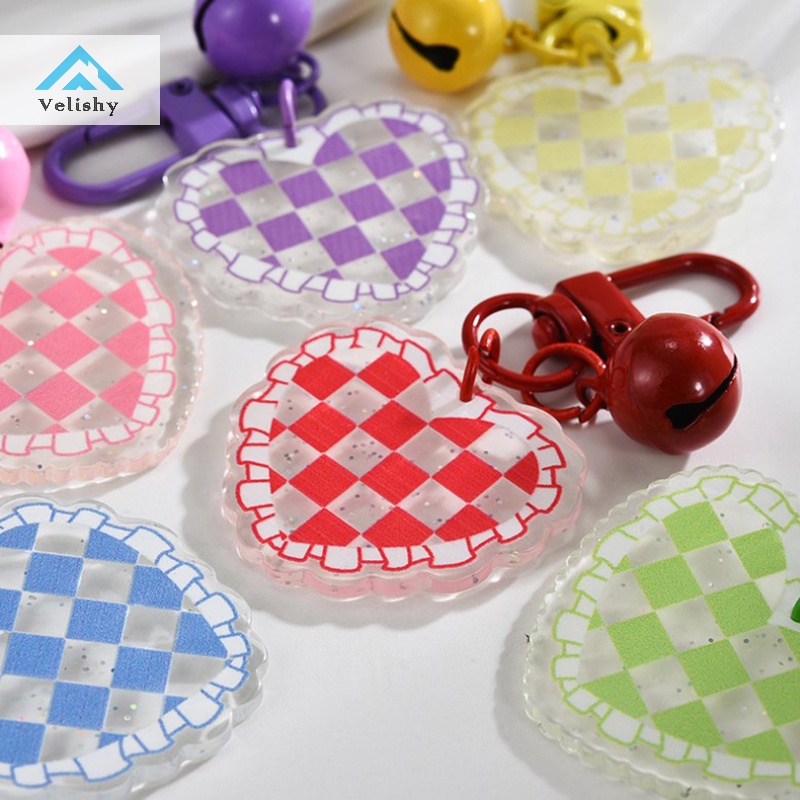 Velishy Móc Khóa Hình Trái Tim Màu Kẹo Ngọt Có Chuông diy Cho Nữ Sinh