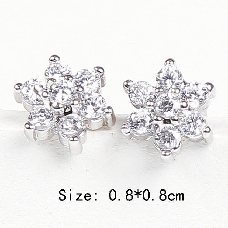 1 Đôi Bông Tai Bạc Hình Bông Tuyết Đính Đá zircon Dành Cho Nữ