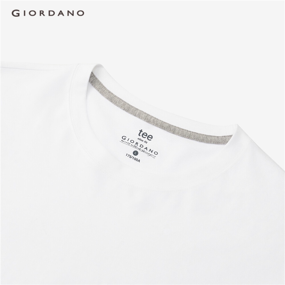 Áo thun nam GIORDANO cotton cổ tròn tay ngắn màu trơn 01023419