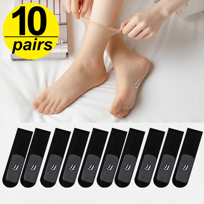 Set 10 Đôi Vớ Nhung Mềm Trong Suốt Thoáng Khí Chống Trượt Thời Trang Mùa Hè Cho Nữ