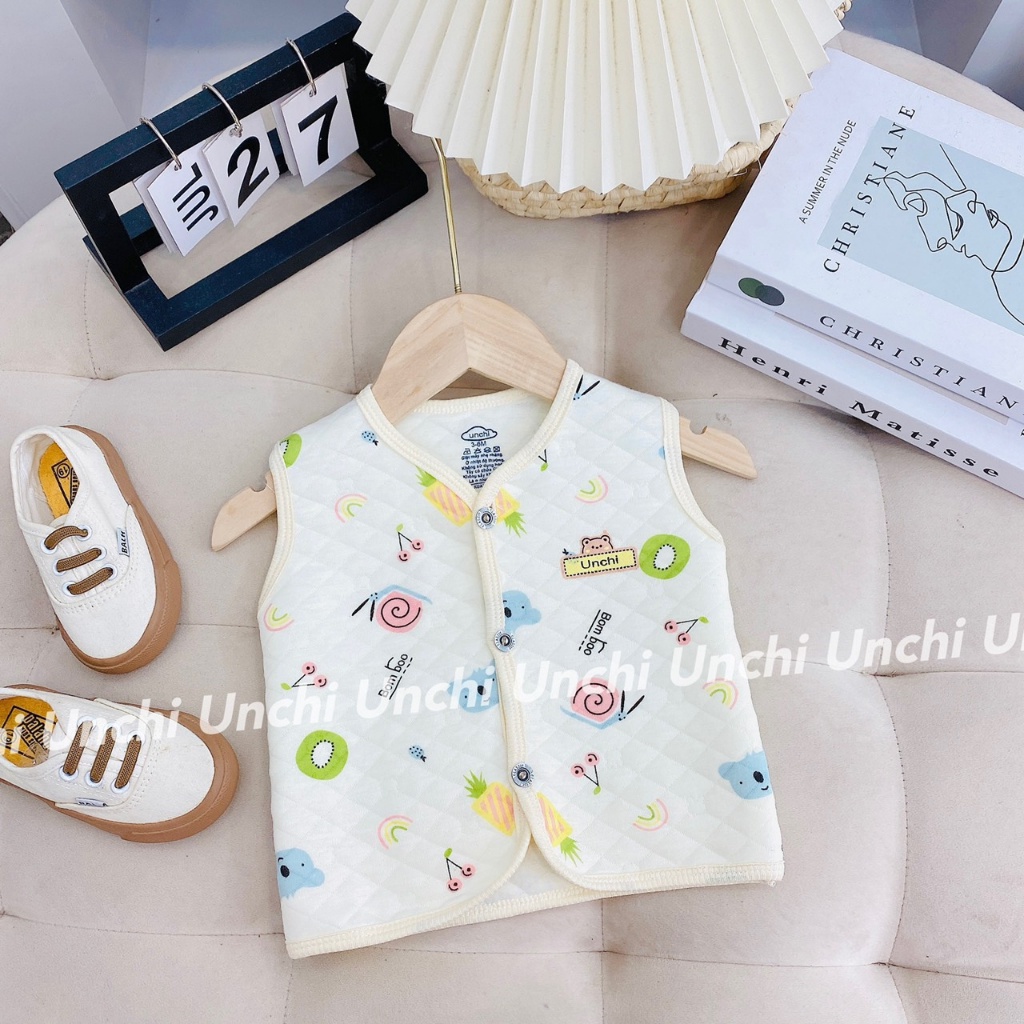 Áo GILE trần bông thiêu hình ô vuông UNCHI vải COTTON