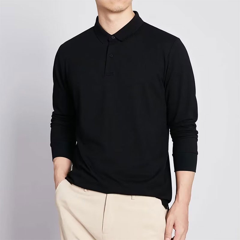 DICHUANGZHE Áo thun cổ polo dài tay màu sắc đơn giản dành cho nam