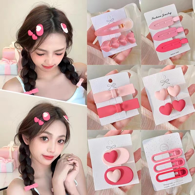 Bộ 38 Kẹp Tóc Màu Hồng Dễ Thương Phong Cách Hàn Quốc Cho Bé Gái