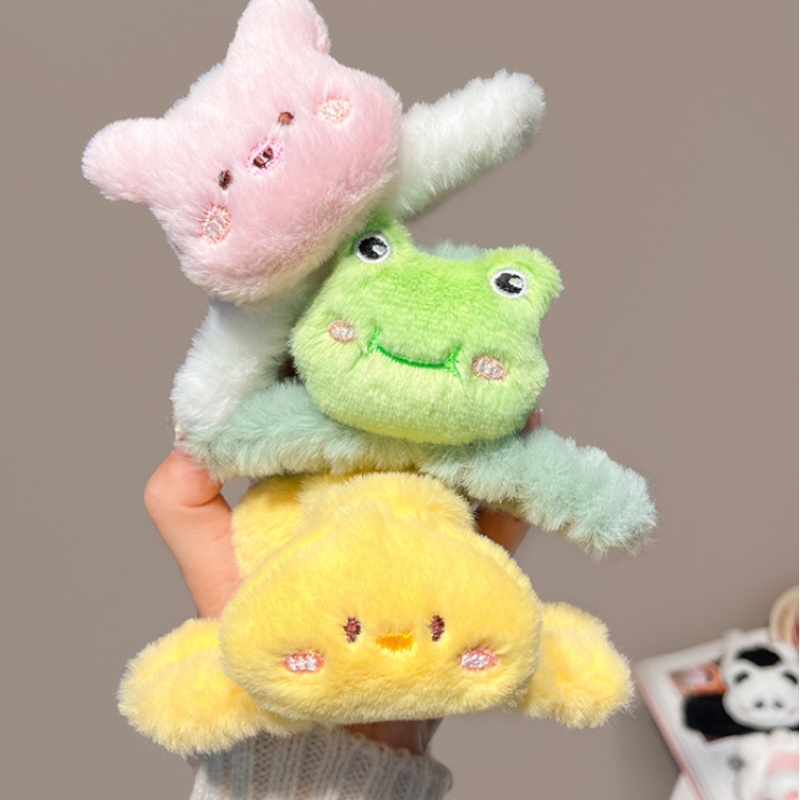 Kẹp Tóc Hình Chú Gấu / Cá Mập Bằng Lông Nhung Dễ Thương Xinh Xắn