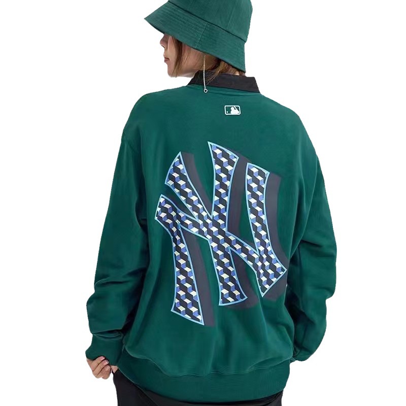 Áo Sweater cotton Cổ Tròn In Chữ mlb2023 Thời Trang Thu Đông Cho Các Cặp Đôi