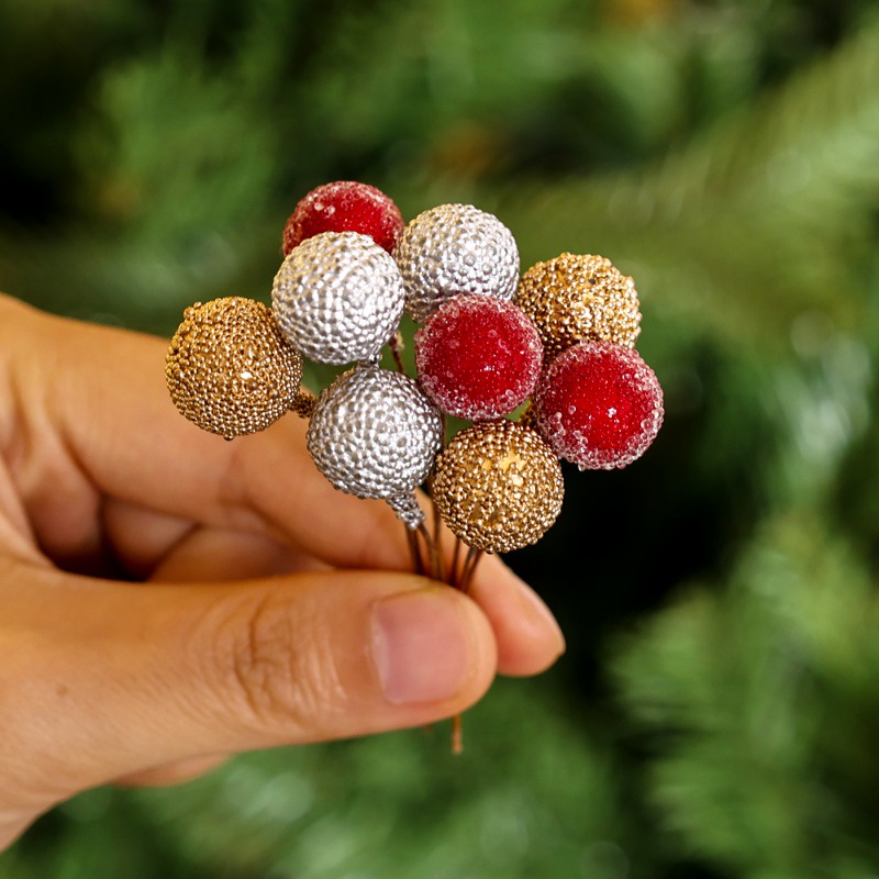 Bộ 10 Quả cherry Giả Bằng Nhựa Dùng Trang Trí Cây Thông Giáng Sinh