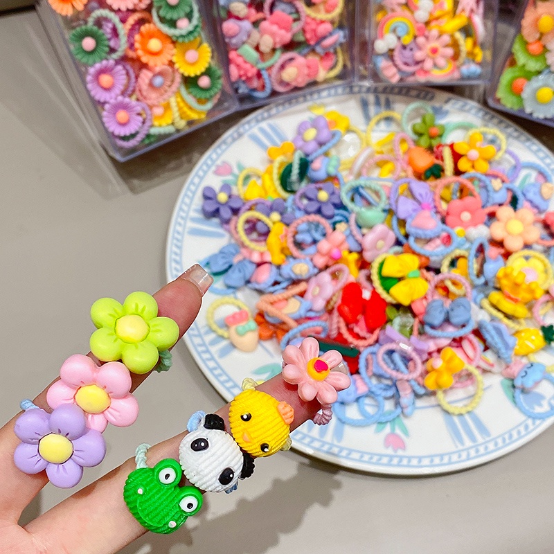 Bộ 30 Dây Cột Tóc Cao Su Nhiều Màu Sắc Dễ Thương Cho Bé Gái