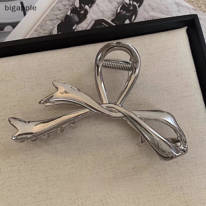 Bigapple Kẹp Tóc Bằng Kim Loại Hình Nơ / Cá Mập Màu Bạc Phong Cách Móng Vuốt Nâng Cao 2023 rdg