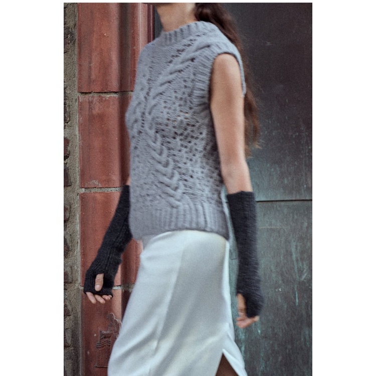 Zara Áo Dệt Kim Sát Nách Cổ Tròn Thời Trang Thu Đông 235802119
