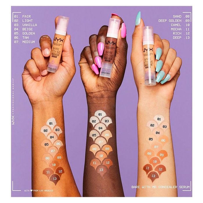 Che khuyết điểm dưỡng ẩm 24h NYX Bare With Me Concealer Serum