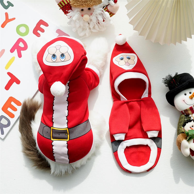 Áo sweater Có Mũ Trùm Họa Tiết Ông Già Noel Dễ Thương Cho Thú Cưng