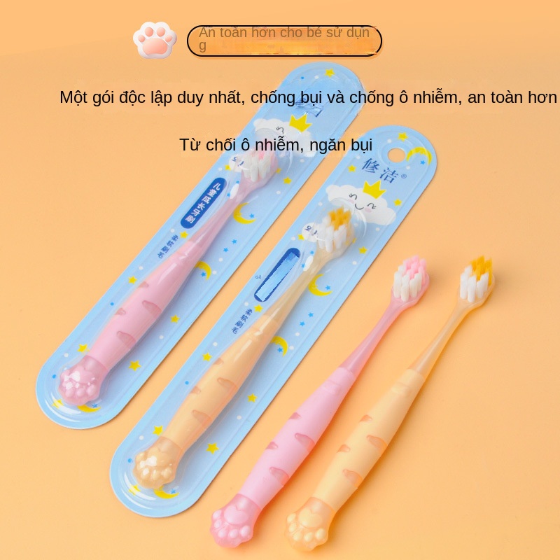 Bàn Chải Đánh Răng Lông Mềm Hình Dấu Chân Mèo Hoạt Hình Cho Bé 3-6 - 12 Tuổi chubby 1iyb