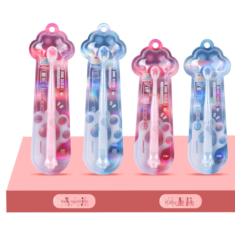 Bàn Chải Đánh Răng 4 Ngàn Hình Bàn Chân Gấu Trúc Siêu Mềm Siêu Mịn Sáng Tạo Tay Cầm In Dấu Chân Người Lớn Trẻ Em Gia Đình