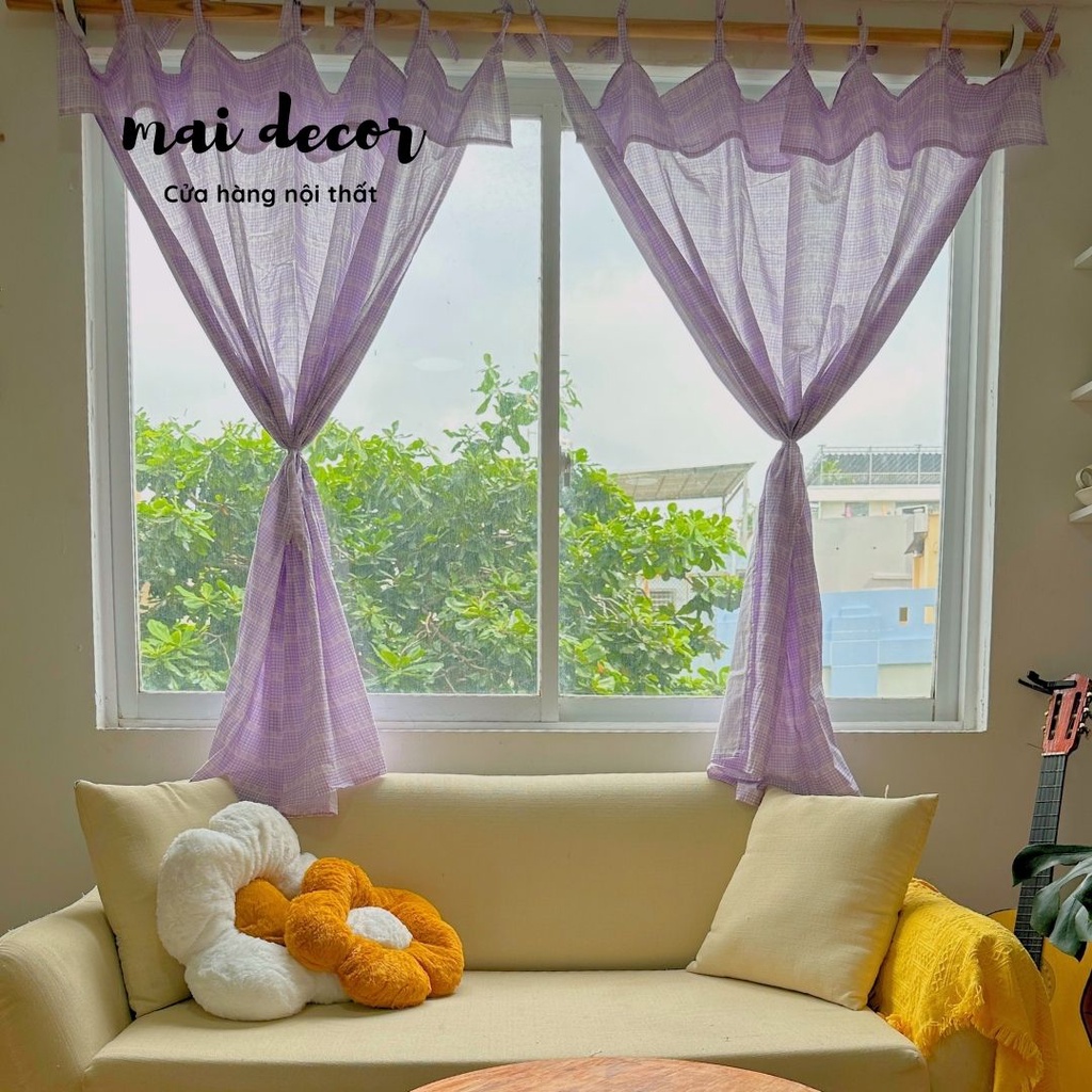 Rèm Sọc Caro Đủ Màu Họa Tiết Vintage Cửa Sổ, Rèm Cửa Ra Vào Phong Cách Đà Lạt Mộng Mơ, Nước Pháp Nên Thơ