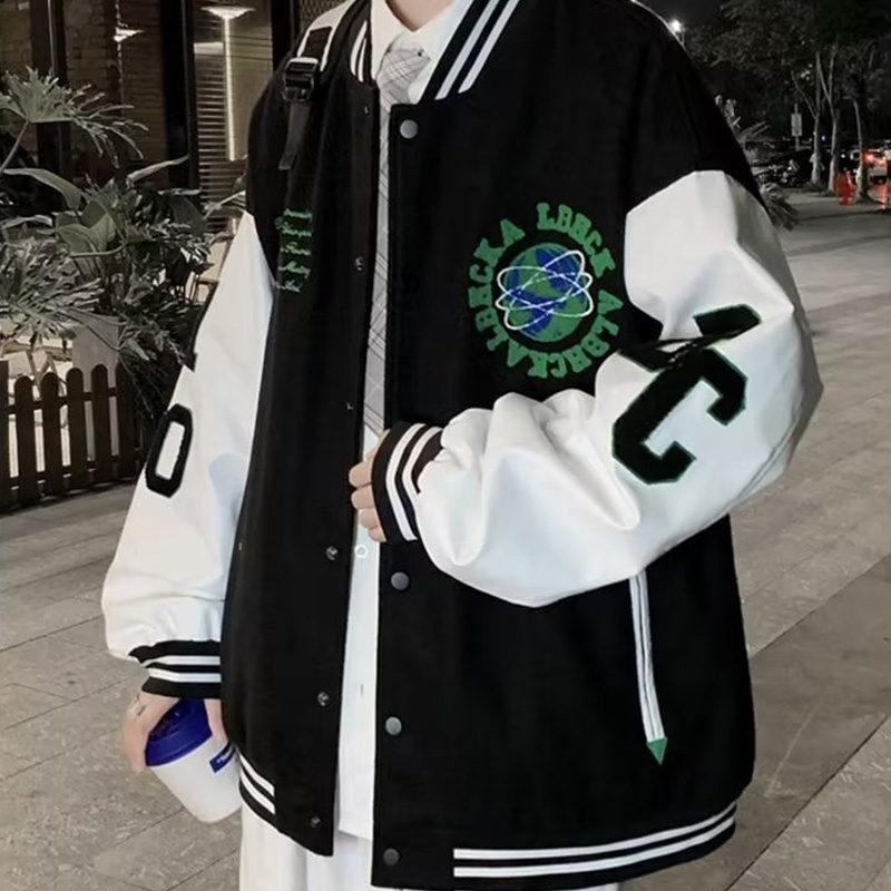 Áo Khoác Bóng Chày Dáng Rộng Thêu Họa Tiết Kiểu retro Mỹ Thời Trang Xuân Thu Cho Nam