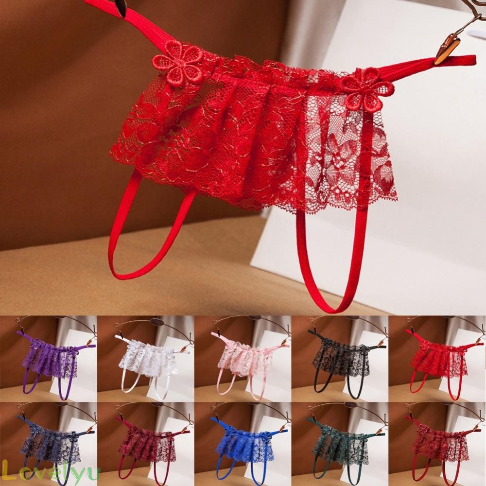 ⭐NEW ⭐Seductive Lace Lingerie G String Briefs with Open Crotch Women's Underwear