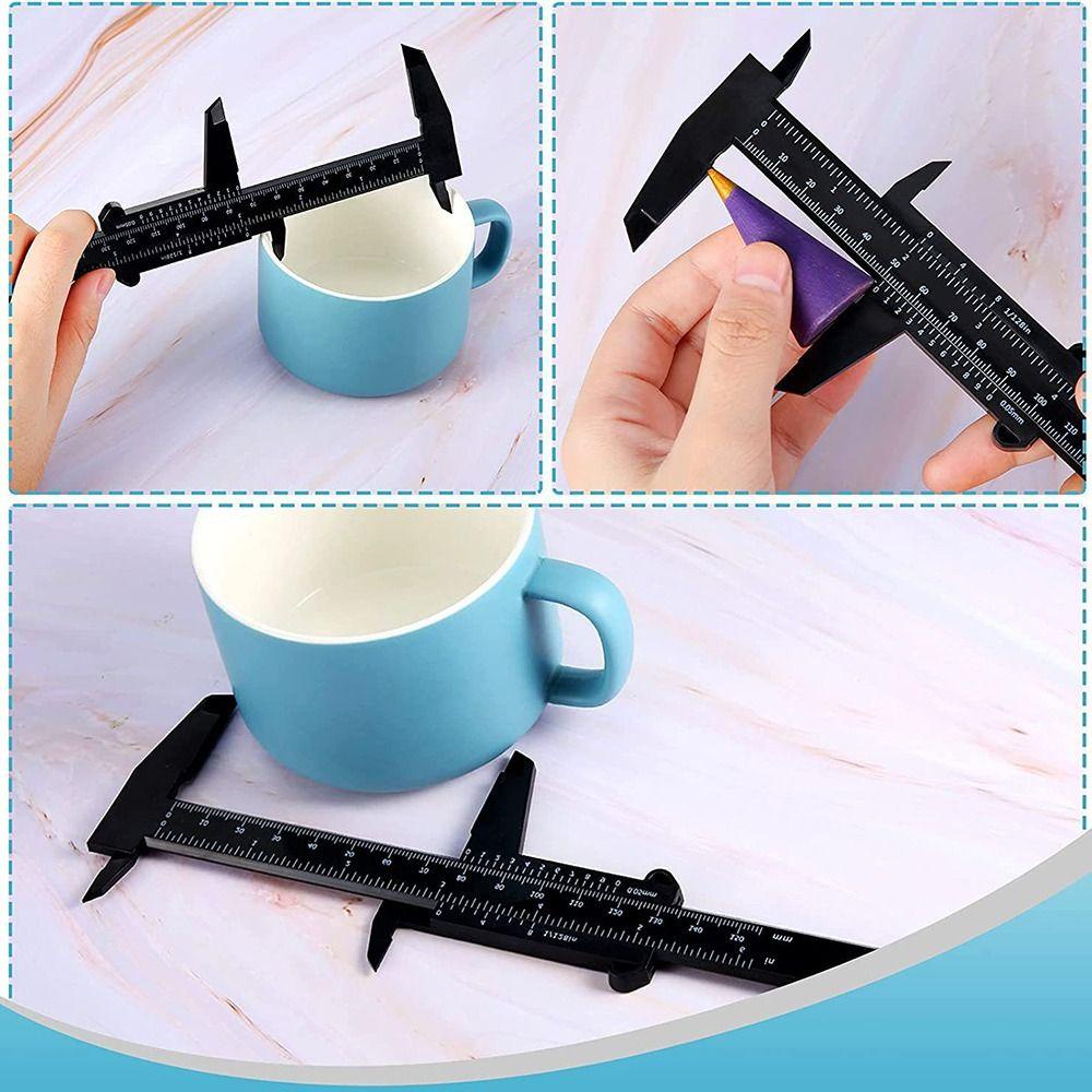 Muvako Set 5 Thước Cặp Kẹp mini 6inch 150mm Bằng Nhựa Màu Đen