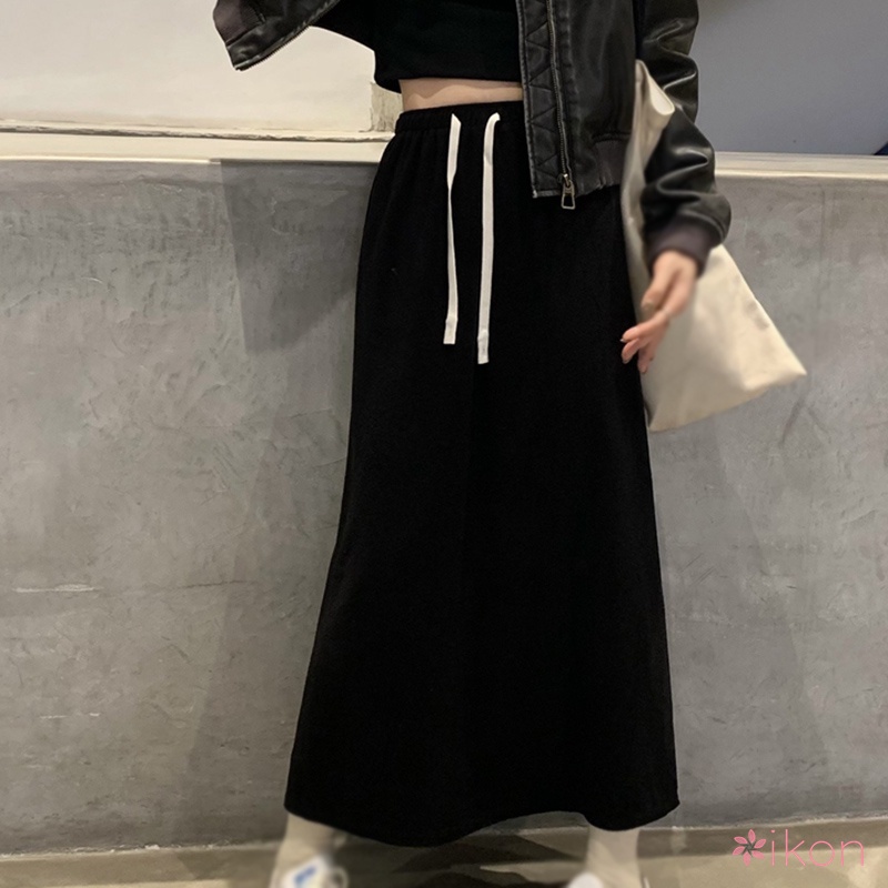 Chân Váy Dài Lưng Cao Co Giãn Màu Sắc Đơn Giản Dành Cho Nữ