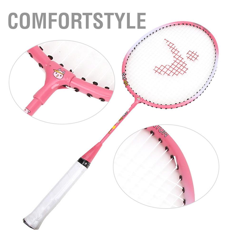Comfortstyle MỘT Cặp Hợp Kim Nhôm Hoạt Hình Trẻ Em Vợt Cầu Lông Thể Thao Ngoài Trời Đồ Chơi Giải Trí