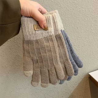 Găng Tay Dệt Kim Năm Ngón Dày Dặn Chống Lạnh Giữ Ấm Mùa Thu Đông Có Thể Chạm Màn Hình Cảm Ứng Màu Sắc Dành