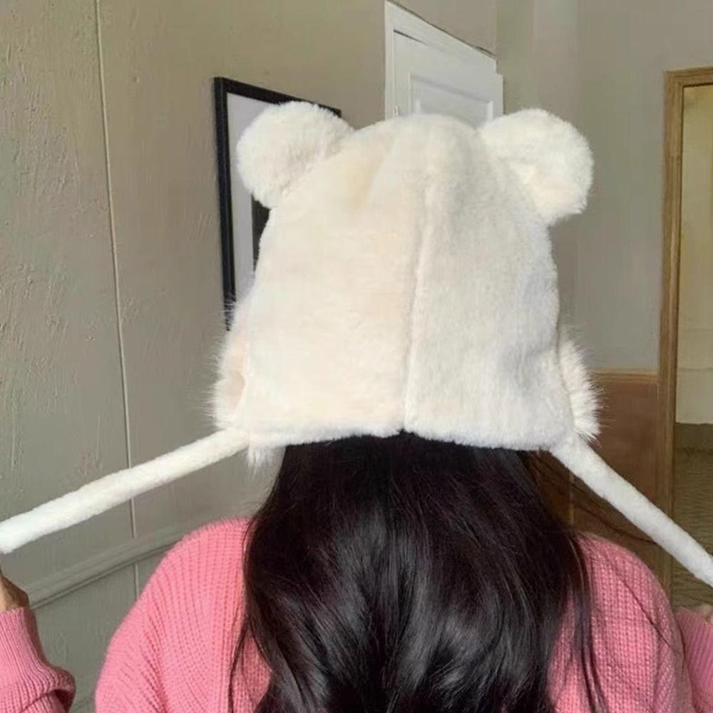 Quillan Mũ beanie Trùm Tai Giữ Ấm Mùa Đông Thiết Kế Tai Gấu Bông Xinh Xắn
