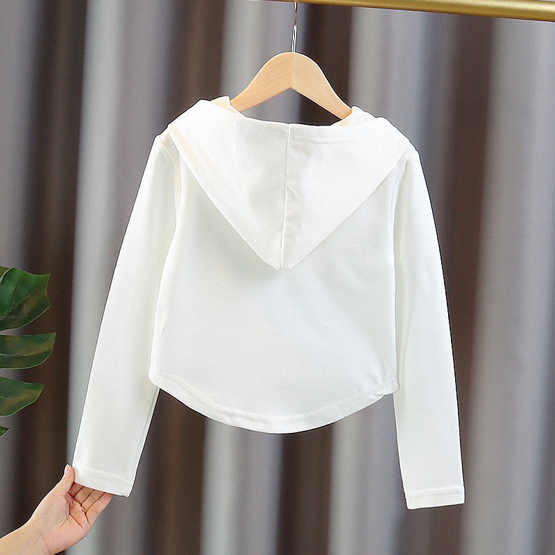 Áo Hoodie Tay Dài Màu Trơn Có Khóa Kéo Một Nửa Thời Trang Cho Bé Gái 3-6 Tuổi