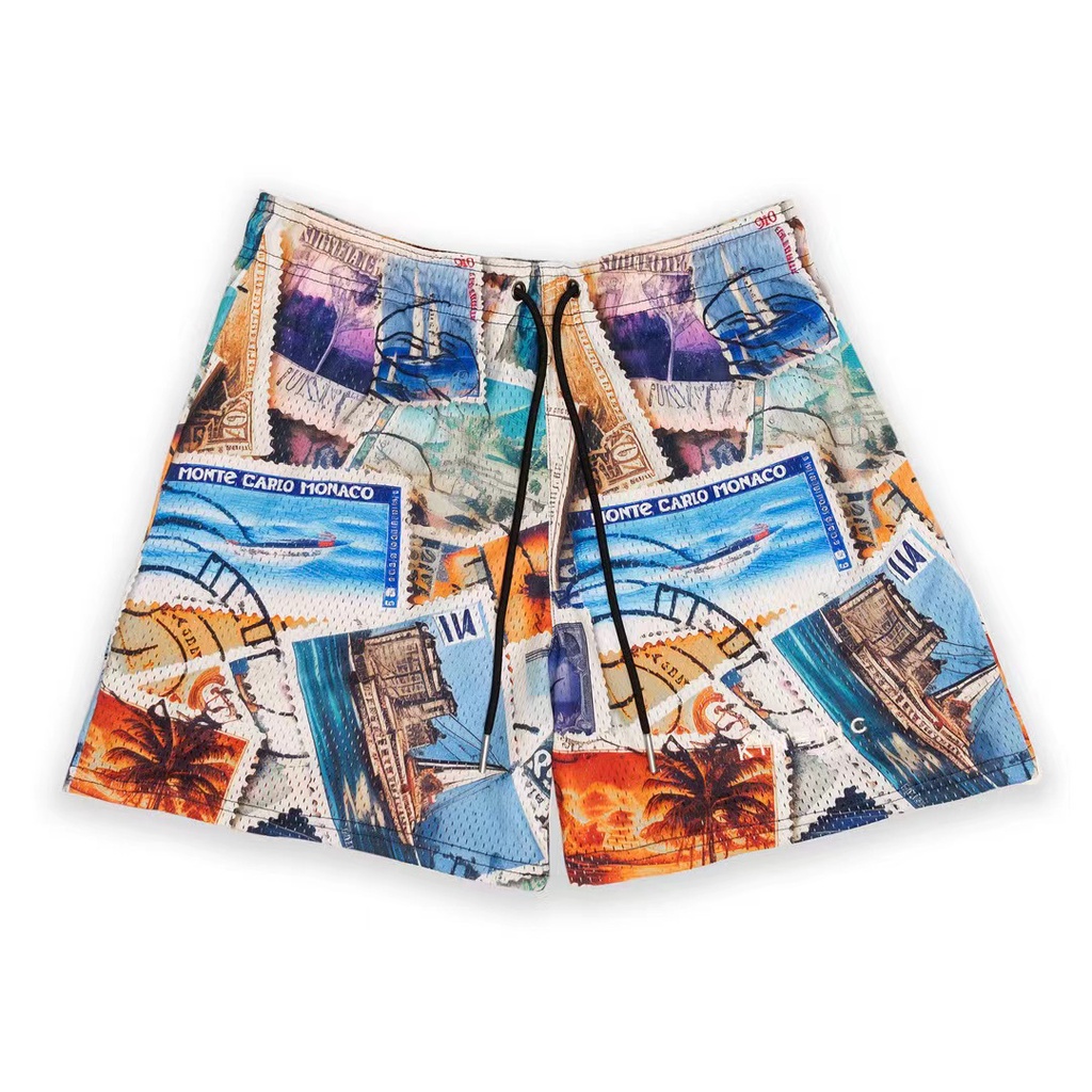 Mới Quần Short Thể Thao Chất Liệu polyester Nhanh Khô Thoáng Khí Thêu Họa Tiết Phong Cách hip hop Cho Nam