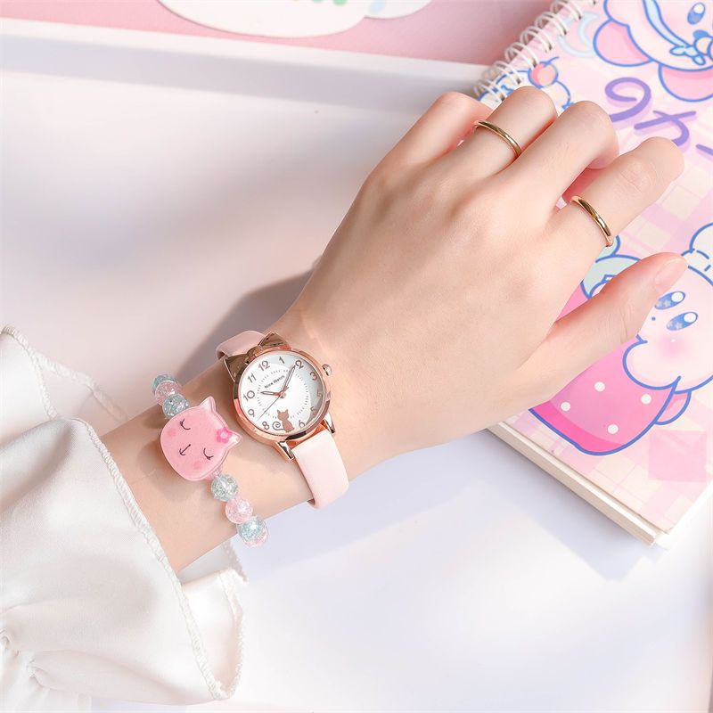 Bộ Đồng Hồ Đeo Tay Hình Mèo Hoạt Hình Đáng Yêu Dành Cho Trẻ 5 Tuổi