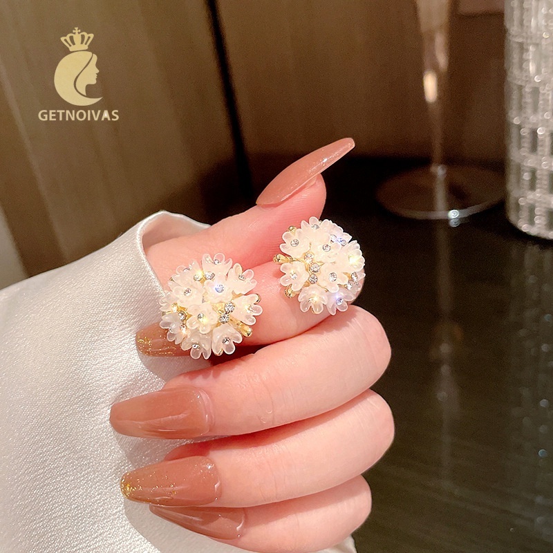 Mới Khuyên Tai Thiết Kế Hình Bông Hoa Phong Cách Nhật Hàn Thanh Lịch