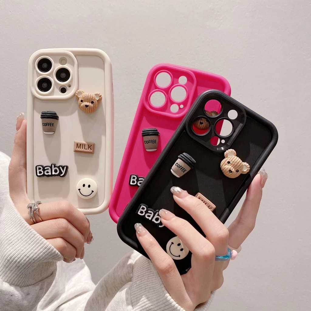 Điện Thoại Ốp Lưng Hình Gấu Đáng Yêu Cho iphone 13 12 11 pro max x xs max 7 / 8 plus