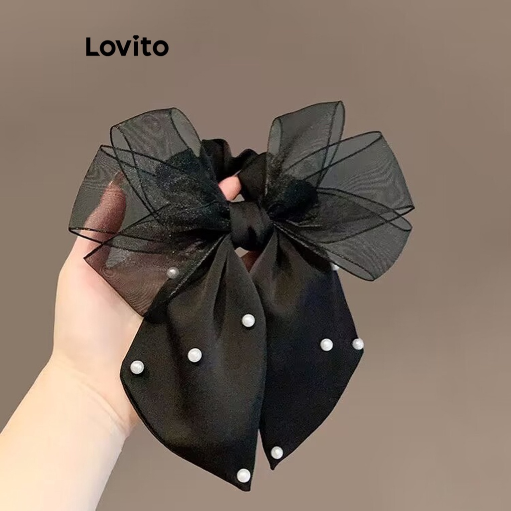 Lovito Dây buộc tóc nơ trơn thông thường cho nữ LNA32195