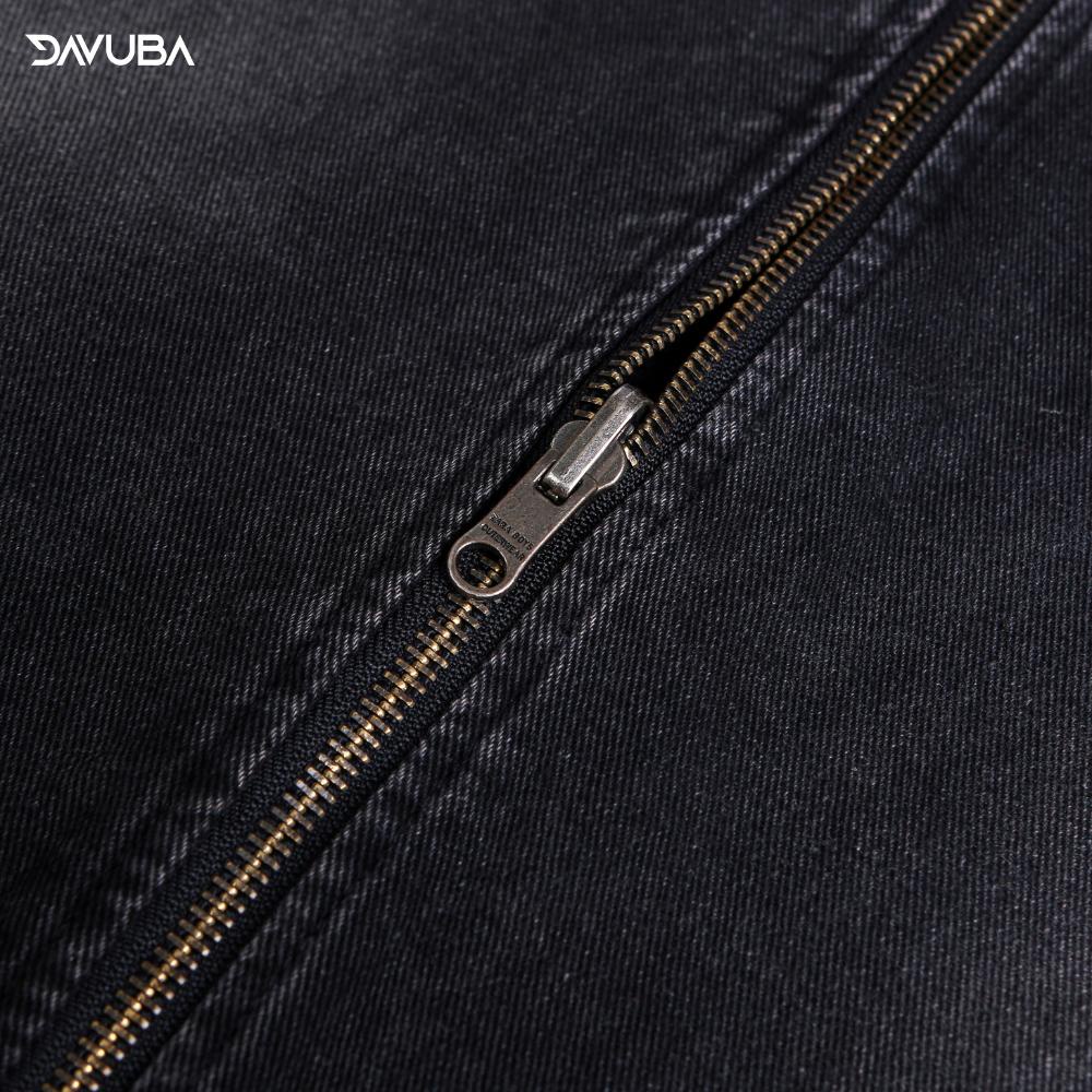 Áo khoác Jeans Zip DAVUBA wash cổ bẻ SM046