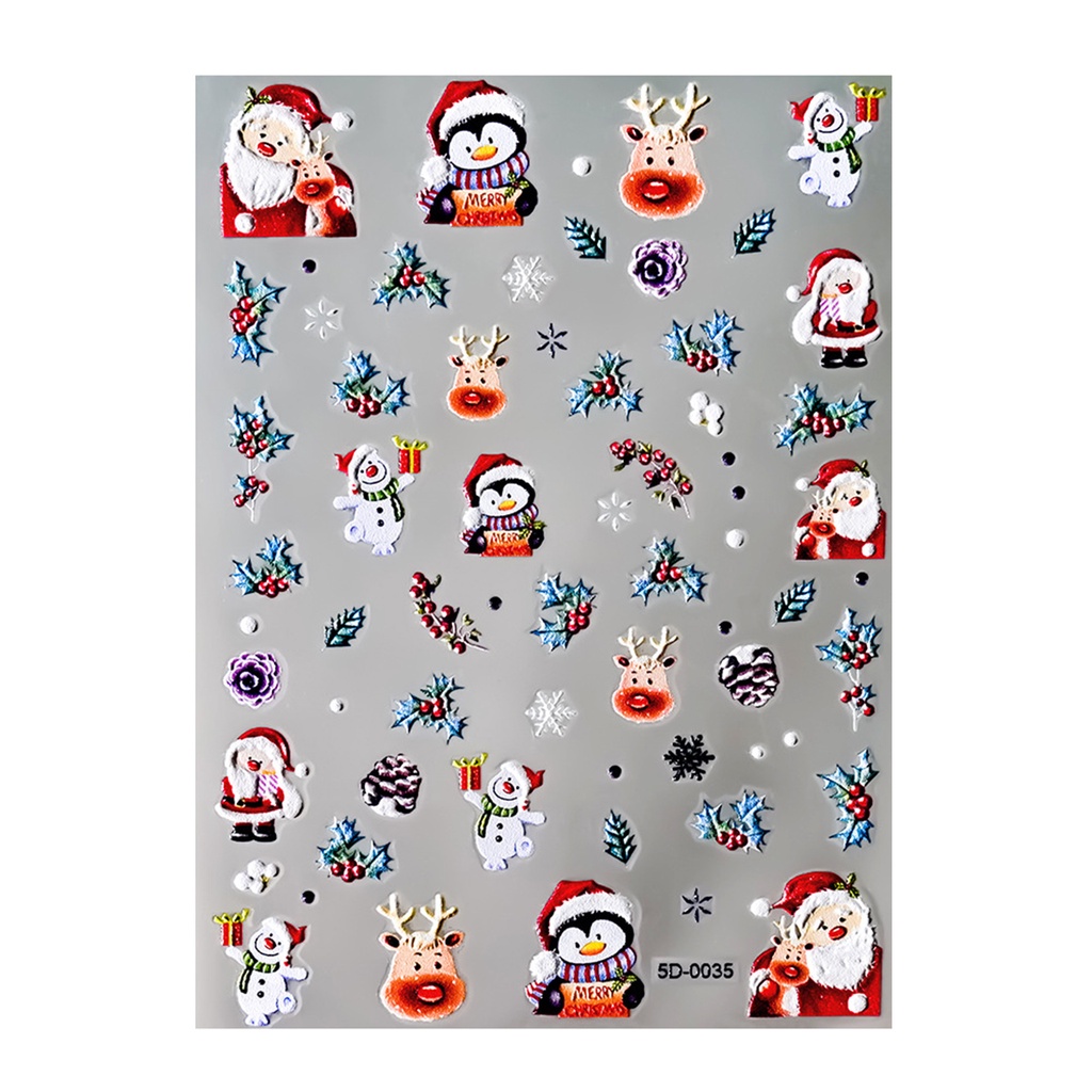 ♕ Nail Art Nhãn dán móng tay Giáng sinh 5d Yếu tố phù điêu Hình dán ông già Noel bông tuyết Trang trí móng tay Dụng cụ làm móng tay cho tiệm làm móng 6 kiểu dáng LỚN NHẤT