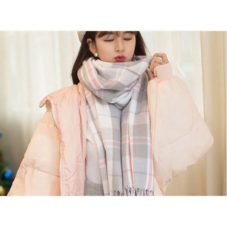 Khăn Quàng Cổ , Khăn Choàng Len Dạ Mỏng Kẻ Ô PK15