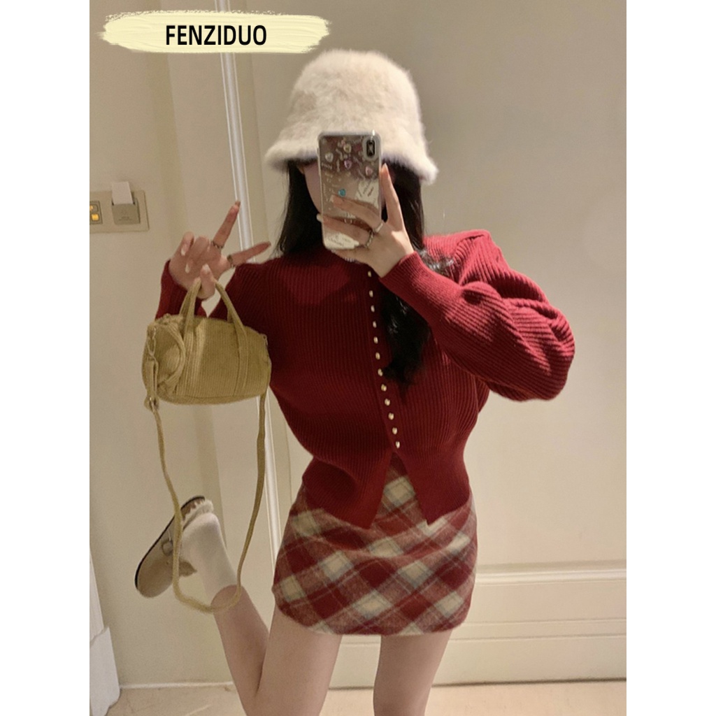FENZIDUO Áo Len áo khoác cardigan áo khoác Noel Giáng Sinh  áo Noel Giáng Sinh Fashion Fashion Thể thao thời trang WMY23A0UN0 43Z231027