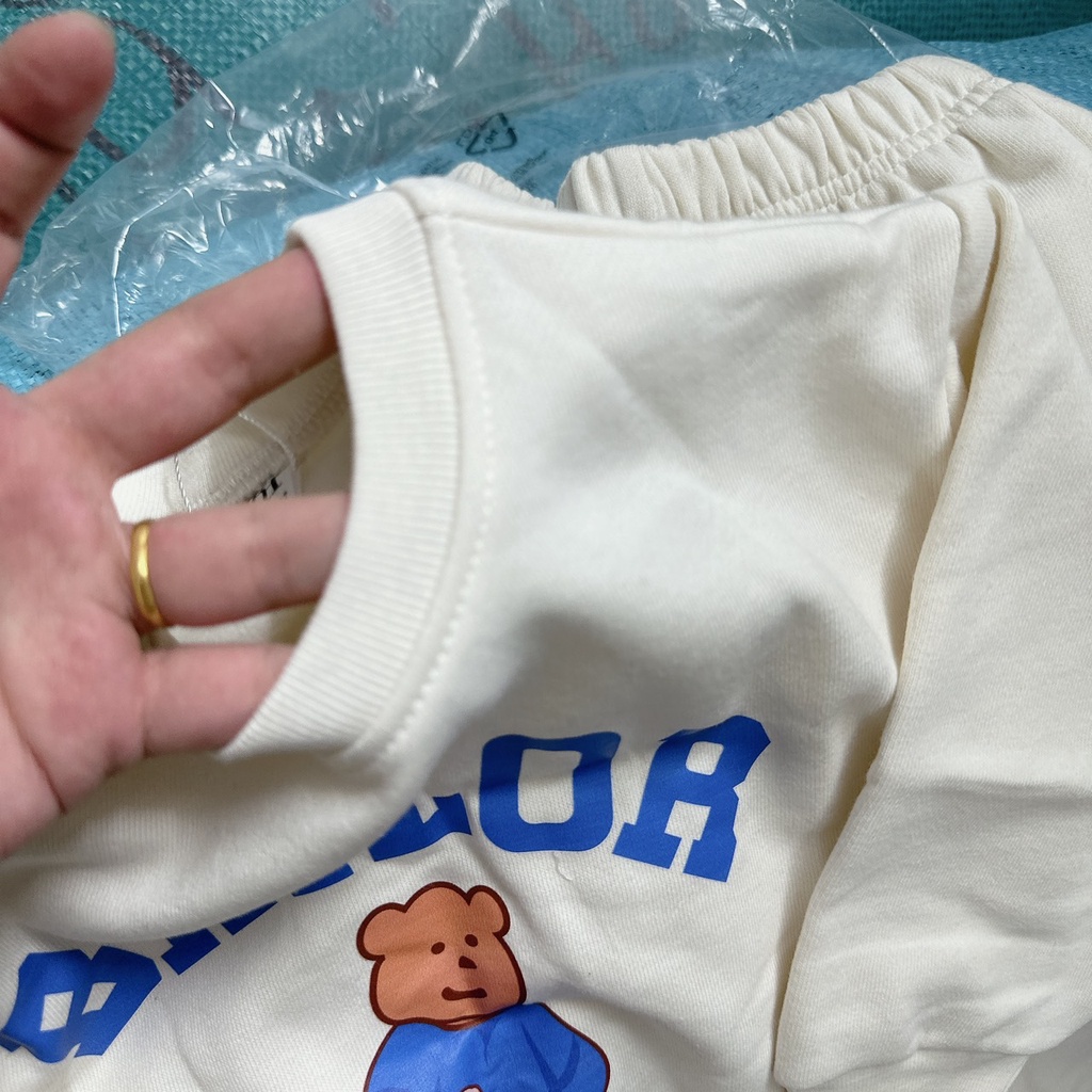 ✨MALINHKID✨BN074- Bộ nỉ bông BABYLOA 2 màu xanh, trắng trẻ em VNXK
